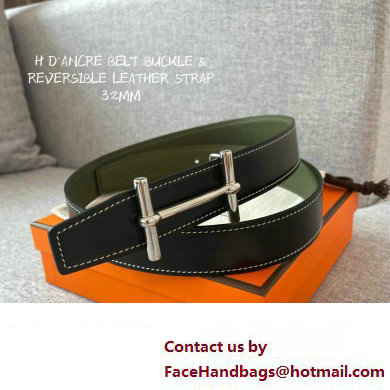 Hermes H d'Ancre belt buckle  &  Reversible leather strap 32 mm 06 2023